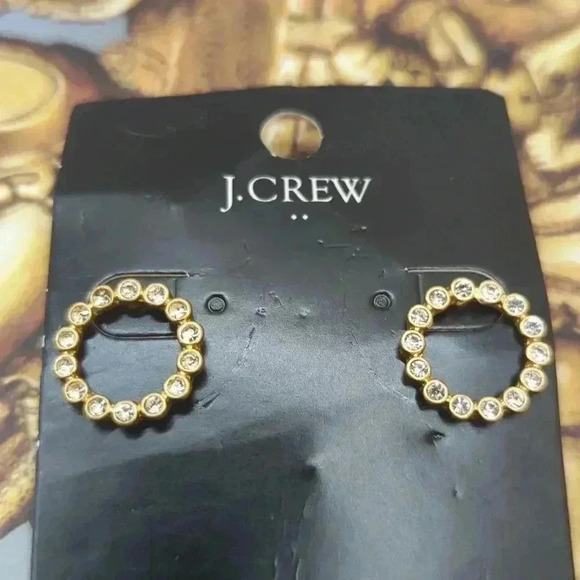 J. Crew Jewelry - J.Crew Rhinestone Gold Stud Earrings Hypoallergenic Crystal Sparkle EC8333